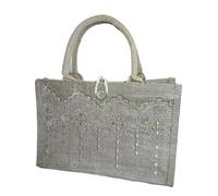 ZYAYNG Lace Embellished Bag Lot de 2 sacs à main en lin avec dentelle for femme For Wedding(Gold lace)
