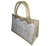 ZYAYNG Lace Embellished Bag Lot de 2 sacs à main en lin avec dentelle for femme For Wedding(White lace)