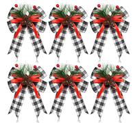 ZYAYNG NœUd pour Couronne d'automne Lot de 6 décorations Noël en Forme Pomme pin, d'aiguilles, nœud, Grille, Ruban, for Arbre, ameublement la Maison pour Une FêTe à La Maison(Color B 6PCS)