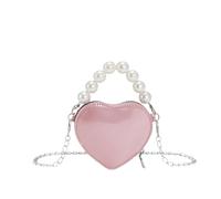 ZYAYNG Pochette à Perles Sacs à bandoulière simples for femmes, sac main élégant avec poignée en perles d'imitation, petit forme de cœur chaîne Pour Un Mariage(Pink)