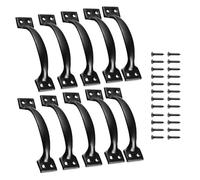 ZYAYNG PoignéE D'Armoire En MéTal Poignée de porte, tiroir, armoire, placard, commode, métal, fer, meubles Pour Portes De Grange(Black 10pcs)