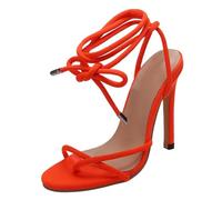 ZYAYNG Sandales à Talons Hauts Sandales à talons aiguilles d'été brides croisées, chaussures confortables hauts fins, sandales respirantes bout ouvert Pour Femmes(Orange,39)