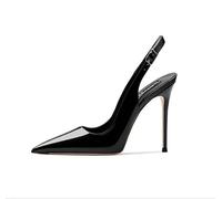 ZYAYNG Sandales à Talons Hauts Sandales pointues à talons ultra hauts sexy, élégantes, en cuir verni, bretelles, tendance, for banquet, chaussures for femmes Pour Femmes(Black 11cm,38)