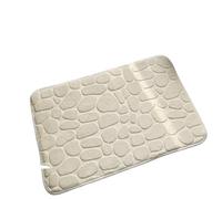 ZYAYNG Tapis Tapis De Bain en Relief Pavé, Coussin Mousse À Mémoire Forme, Molleton Corail, Antidérapant, for Sol Baignoire, Paillasson Salle Douche pour Salon, Chambre(White)