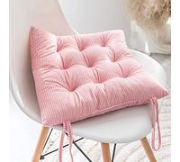 ZYBCQL Rayure Rose Coton Galette de Chaise, Doux Carré Coussins de Chaise avec Liens Anti-dérapant Tatami Coussin d'assise Office Accueil Salon de l’Automobile-B 40x40cm(15.7x15.7in)