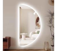 ZYBOWAYL 60x120cm Miroir de Courtoisie Rétroéclairé sans Cadre Moderne avec 3 Couleurs Éclairage 50x100cm Demi Lune Miroir de Salle de Bain Intelligent Anti-buée(Left Cut,80x40cm)