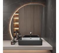 ZYBOWAYL 70/80/90/100cm Miroir de Salle de Bain Demi-Cercle 3 Couleurs Dimmable, Miroir de Vanité Anti-Buée LED Rétroéclairé, Bouton Tactile Intelligent(Right Under Cut,100cm/40)