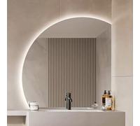 ZYBOWAYL 70CM 80CM 90CM 100CM Demi Lune Miroir de Salle de Bain Réglable avec Lumière LED 3 Couleurs, Miroir de Courtoisie HD Antibuée en Demi-Cercle(Right Under Cut,100cm/40)