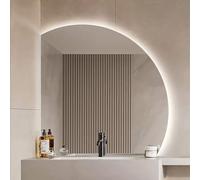 ZYBOWAYL 70CM 80CM 90CM 100CM Demi Lune Miroir de Salle de Bain Réglable avec Lumière LED 3 Couleurs, Miroir de Courtoisie HD Antibuée en Demi-Cercle(Left Under Cut,100cm/40)