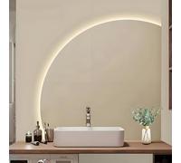 ZYBOWAYL 70cm 80cm 90cm 100cm Moderne Miroir LED Illumination Salle de Bain, Demi Lune Miroir de Salle de Bain Mural Anti-Buée, Réglable 3 Couleurs(Right Under Cut,80 * 80cm/32 * 32")