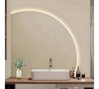 ZYBOWAYL 70cm 80cm 90cm 100cm Moderne Miroir LED Illumination Salle de Bain, Demi Lune Miroir de Salle de Bain Mural Anti-Buée, Réglable 3 Couleurs(Left Under Cut,100 * 100cm/40 * 40")