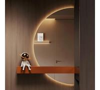 ZYBOWAYL 80cm 100cm 120cm Intelligent Miroir de Salle de Bain de Vanité avec Anti-buée, Rétroéclairé Éclairage LED Demi Lune Miroir pour Entrée Vestiaire(Right Cut,120x60cm)