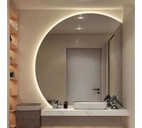 ZYBOWAYL 80cm Demi Lune Miroir de Salle de Bain LED Mural Intelligent Anti-Buée, 90cm Miroir de Maquillage Rétroéclairé sans Cadre, 3 Couleurs Réglable(Right Under Cut,80cm/32)
