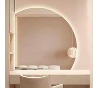 ZYBOWAYL 80cm Miroir de Salle de Bain 3 Couleurs Rétroéclairé 100cm Intelligent Miroir de Maquillage avec Anti-Buée Demi-Cercle pour Maison Décoration(Left Under Cut,90cm/36)