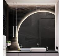 ZYBOWAYL 90cm HD Miroir de Maquillage Lumineux, Demi-cercle Mural Rétro-éclairé 80cm, LED Demi Lune 100cm Dimmable, Anti-buée pour Salle de Bain (Left, 40in)