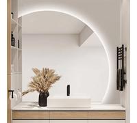 ZYBOWAYL 90cm Miroir de Décoration Murale HD avec Éclairage 100cm 80cm Miroir Demi-Cercle de Salle de Bain 3 Couleurs de Lumière Réglables, Antibuée(Left Under Cut,100cm/40)