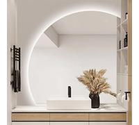 ZYBOWAYL 90cm Miroir de Décoration Murale HD avec Éclairage 100cm 80cm Miroir Demi-Cercle de Salle de Bain 3 Couleurs de Lumière Réglables, Antibuée(Right Under Cut,70cm/28)