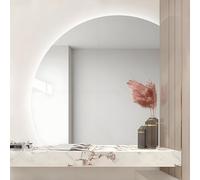 ZYBOWAYL 90cm Miroir Maison Décoration Demi-Cercle avec 3 Couleurs Illumination LED, 80cm Miroir de Salle de Bain Anti-buée Rétroéclairé Intelligent(Right Under Cut,80cm/32)
