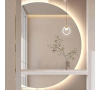 ZYBOWAYL 90x60cm Demi-Cercle Miroir de Salle de Bain à LED, 3 Couleurs de Lumière Réglables Miroir de Maquillage Anti-buée 110x70cm Antidéflagrant(Left Cut,120x80cm/47x32in)