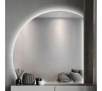 ZYBOWAYL Demi-Cercle Miroir de Salle de Bain à LED Muraux 3 Couleurs de Lumière, Miroir de Maquillage Anti-Buée 70CM 80CM 90CM 100CM Intensité Variable(Right Under Cut,28inch/70cm)