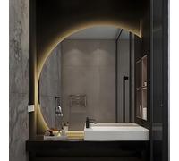 ZYBOWAYL Demi-Cercle Miroir de Salle de Bain Anti-buée, Température de 3 Couleur Réglable, Miroir de Courtoisie LED Intelligent avec Bouton Tactile(Right Under Cut,100cm/40)