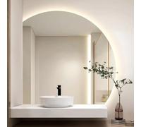 ZYBOWAYL Demi-Cercle Miroir de Salle de Bain Rétroéclairé Intelligent 70/80cm Miroir de Maquillage à Intensité Variable Anti-Buée avec 3 Couleurs de Lumière(Left Under Cut,70cm/28)