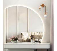 ZYBOWAYL Demi-Cercle Miroir Salle de Bain 80cm avec Éclairage LED, Miroir Asymétrique Salle de Bain Anti-buée 70cm Lumière Réglable 3 Couleurs Intelligent(Left Under Cut,100 * 100cm/40 * 40")