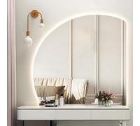 ZYBOWAYL Demi-Cercle Miroir Salle de Bain 80cm avec Éclairage LED, Miroir Asymétrique Salle de Bain Anti-buée 70cm Lumière Réglable 3 Couleurs Intelligent(Right Under Cut,100 * 100cm/40 * 40")