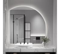 ZYBOWAYL LED Miroir de Salle de Bain Demi Lune 100x100cm, Moderne Miroir à Intensité Variable de Maquillage, Miroir Décoration avec Lumière 3 Couleurs, Désembuage, Interrupteur Tactile(Left Under cut,