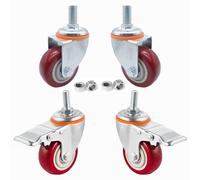 ZYBOWAYL Lot de 4 Roulettes Silencieux pour Meubles, Ø 100mm Roulettes Pivotantes avec M10/12/16 Tige Filetée et Frein, Roues Robuste en PU Résistantes Charge de 450kg/990Lbs (Size : M16)