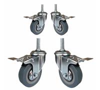 ZYBOWAYL M10/M12 Roulettes à Tige Filetée, 75/100mm Roulette Pivotante avec Frein, Roulettes Robuste Transport Capacité de Charge 270kg, PU, pour Chariot à Main, Lot de 4 (Color : 100mm, Size : M10*