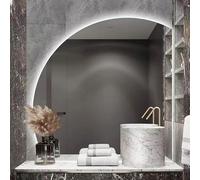 ZYBOWAYL Miroir de Salle de Bain Anti-Buée 70cm 80cm avec 3 Lumières à Intensité Variable, 90cm 100cm Miroir de Maquillage Mural Éclairage LED Demi-Cercle(Right Under Cut,70 * 70cm/28 * 28")