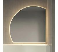 ZYBOWAYL Miroir de Salle de Bain Anti-buée Demi-Cercle avec Interrupteur Tactile, Miroir Rétroéclairé Intelligent, 3 Couleurs Dimmables, Antidéflagrant(Right Under Cut,100 * 100cm/40 * 40")