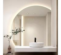 ZYBOWAYL Miroir de Salle de Bain Anti-buée Dimmable Intelligent avec Interrupteur Tactile, 80/90cm Demi Lune Miroir de Courtoisie 3 Lumières de Couleur(Right Under Cut,80cm/32)