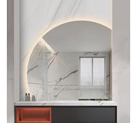 ZYBOWAYL Miroir de Salle de Bain Anti-buée sans Cadre, Miroir de Vanité Rétroéclairé Demi-Cercle 3 Couleurs de Lumière pour Salle de Bain Salon Chambre(Right Under Cut,70cm/28)