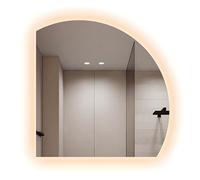 ZYBOWAYL Miroir de Salle de Bain avec 3 Lumières à Intensité Variable, Miroir de Maquillage Anti-Buée Demi-Cercle Moderne, Bouton Tactile Intelligent(Left Under Cut,70 * 70cm/28 * 28")