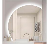 ZYBOWAYL Miroir de Salle de Bain Demi-Cercle à LED 70cm Lumière Variable en 3 Couleurs, 90cm Miroir Anti-Buée Mural Rétroéclairé pour Chambre Entrée(Right Under Cut,70cm/28)