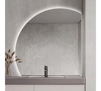 ZYBOWAYL Miroir de Salle de Bain Demi-Cercle avec Éclairage LED 70cm à Intensité Variable, 90cm Miroir de Maquillage Désembuage, 3 Couleurs de Lumière(Right Under Cut,70cm/28)