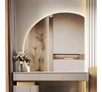 ZYBOWAYL Miroir de Salle de Bain LED Demi-Cercle avec 3 Couleurs de Lumière Réglables, Miroir Mural Anti-buée Intelligent avec Interrupteur Tactile(Right Under Cut,80 * 80cm/32 * 32")