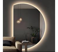 ZYBOWAYL Miroir de Salle de Bain Moderne Intelligent 90x60cm 100x70cm 110x70cm Miroir Mural LED Demi-Lune avec 3 Couleurs Antibuée pour Dressing Chambre(Left Cut,120 * 80cm)