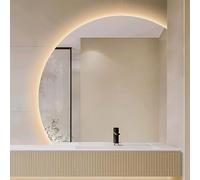 ZYBOWAYL Miroir de Salle de Bain Moderne sans Cadre à LED, à Intensité Variable 3 Couleurs, Demi-Lune Miroir Décoratif Mural Anti-Buée Intelligent(Right Under Cut,100cm/40)