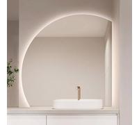 ZYBOWAYL Miroir LED Demi-Cercle avec Anti-buée, Miroir de Salle de Bain à Intensité Variable Intelligent, 3 Couleurs de Lumière, avec Interrupteur Tactile(Right Under Cut,70cm/28)