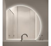 ZYBOWAYL Miroir LED Salle de Bain avec Eclairage 70cm 80cm 3000K-6000K Dimmable, Miroir de Vanité Anti-buée pour Salle de Bain 90cm 100cm Verre Trempé HD(Left Under Cut,40inch/100cm)