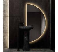ZYBOWAYL Miroir Mural Demi Lune avec Éclairage, Miroir de Maquillage à LED Dimmable, Désembuage Miroir de Courtoisie, 60x120cm Irrégulier Miroir Pleine Longueur Demi-Cercle pour Salon(Right,120x60cm)