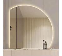 ZYBOWAYL Miroir Salle de Bain avec Eclairage LED, Lumière Blanche Froide/Chaude/Naturel, Demi Lune Miroir de Salle de Bain Anti-buée, Interrupteur à Bouton(Left Under Cut,80 * 80cm/32 * 32")