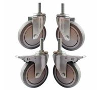 ZYBOWAYL Roulettes Silencieux à Tige Filetée M12x30/60/100/120mm, 125mm Roulettes Pivotantes Industriel de Rechange, Roues en Caoutchouc avec Frein, 4 Pack (Size : M12x60mm)