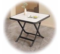 ZYBOWAYL Table à Manger Pliante Ronde 90/100cm, Table de Jardin Carrée 60/70/80cm, Table Pliante Bois, Cardre en Métal, Minimaliste Table Basse pour Patio Balcon, Montage Facile(Color:B,Size:80x80x72c