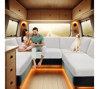 ZYBSLCSY Housse De Coussin De Siège De Caravane Jacquard, Housse Banquette Camping Car avec 2 Courroies, Extensibles Housse De Coussin De Canapé (White,L Dossier)