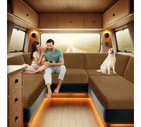 ZYBSLCSY Housse De Coussin De Siège De Caravane Jacquard, Housse Banquette Camping Car avec 2 Courroies, Extensibles Housse De Coussin De Canapé (Camel,Dossier)