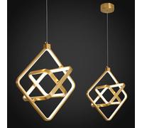 ZYBWL Moderne LED Pendelleuchte Or Rectangle Anneau Pendelleuchte Hauteur Réglable Pendelleuchte Passend für Cuisine île Chambre Salon Foyer (3-Anneaux)